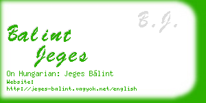 balint jeges business card